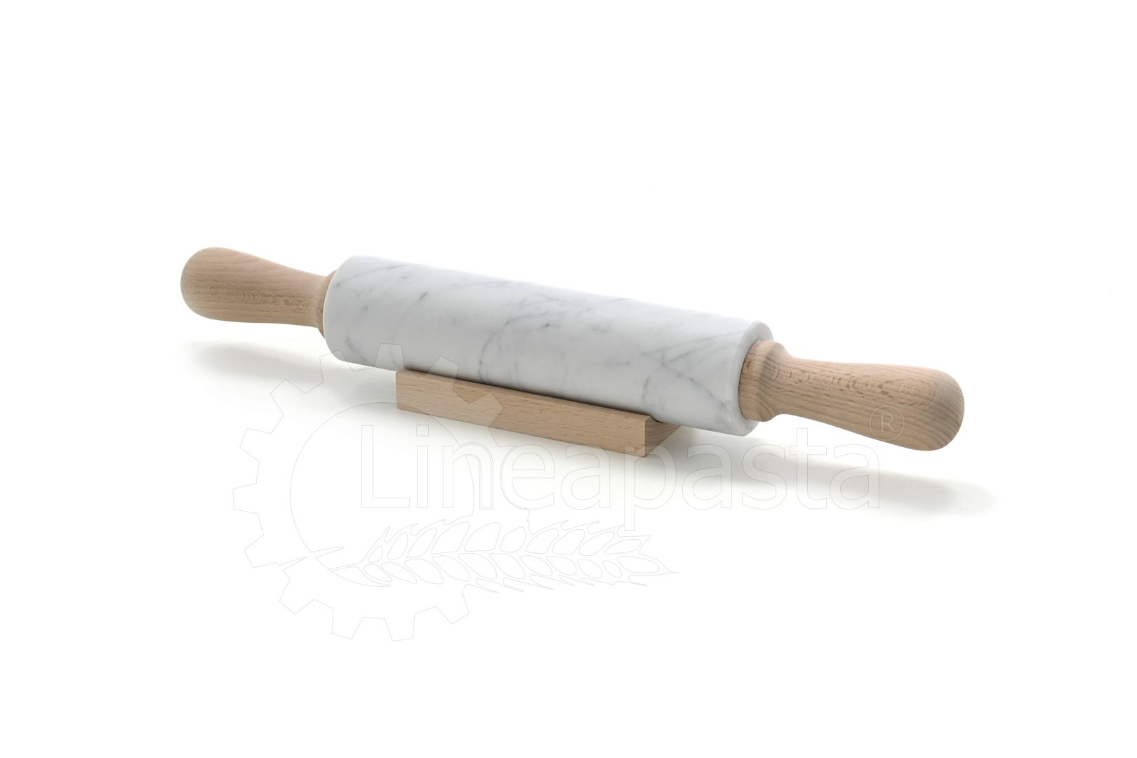 Carrara marble 47 cm rolling pin with wooden handles