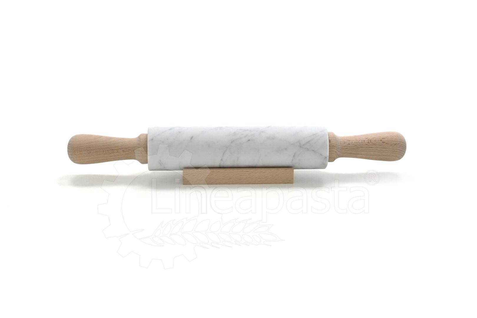 Carrara marble 47 cm rolling pin with wooden handles