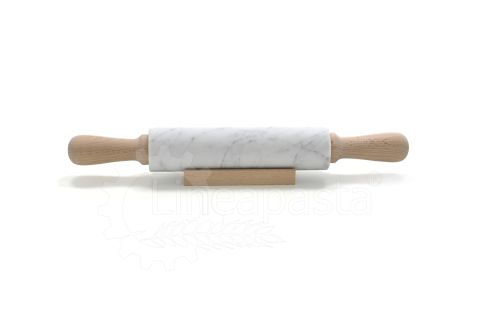 Carrara marble 47 cm rolling pin with wooden handles