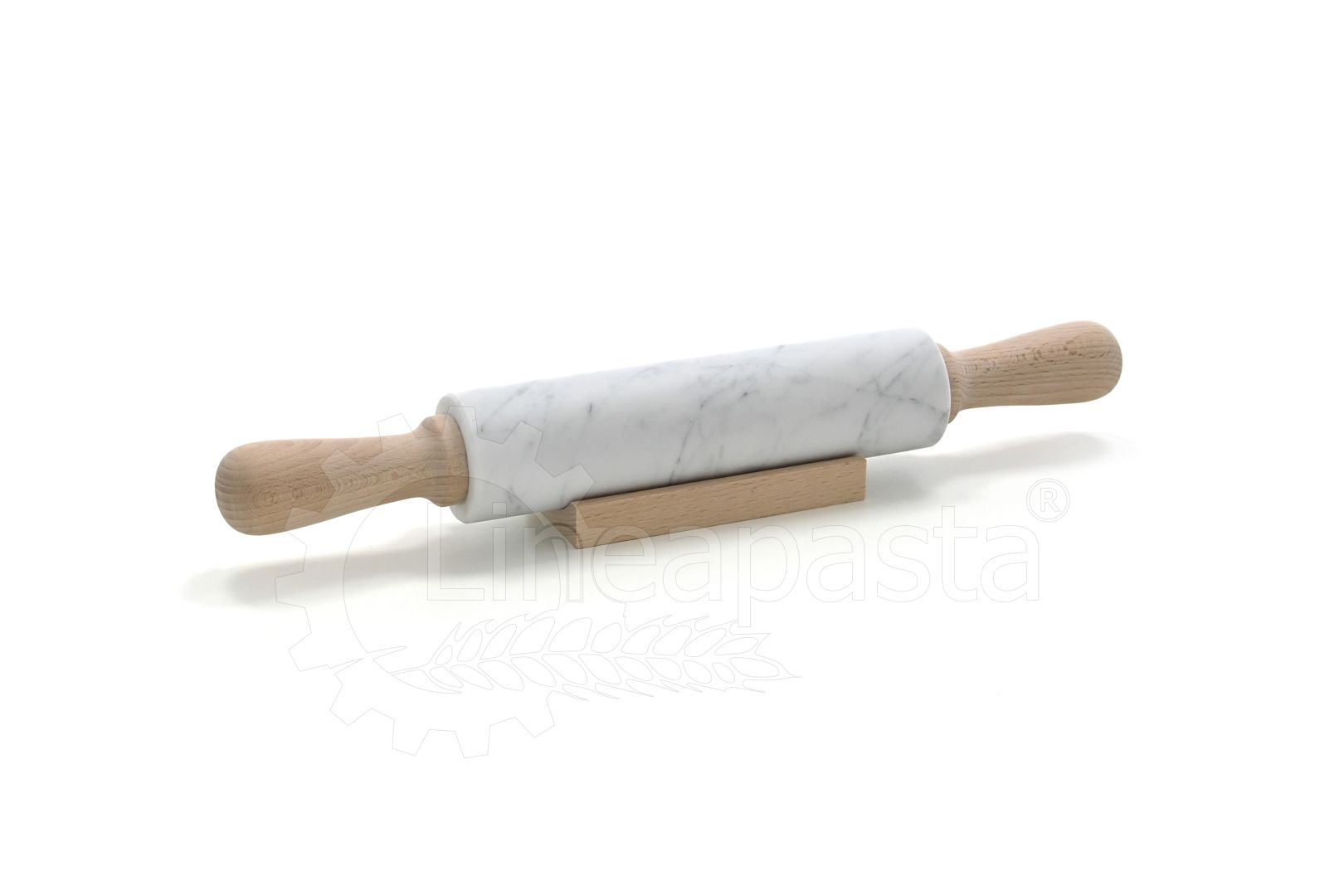 Carrara marble 47 cm rolling pin with wooden handles