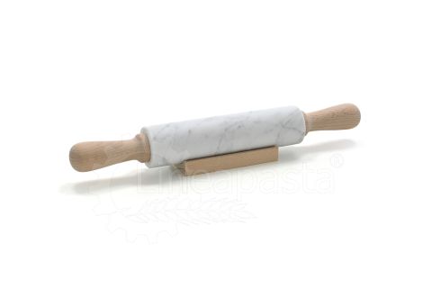 Carrara marble 47 cm rolling pin with wooden handles