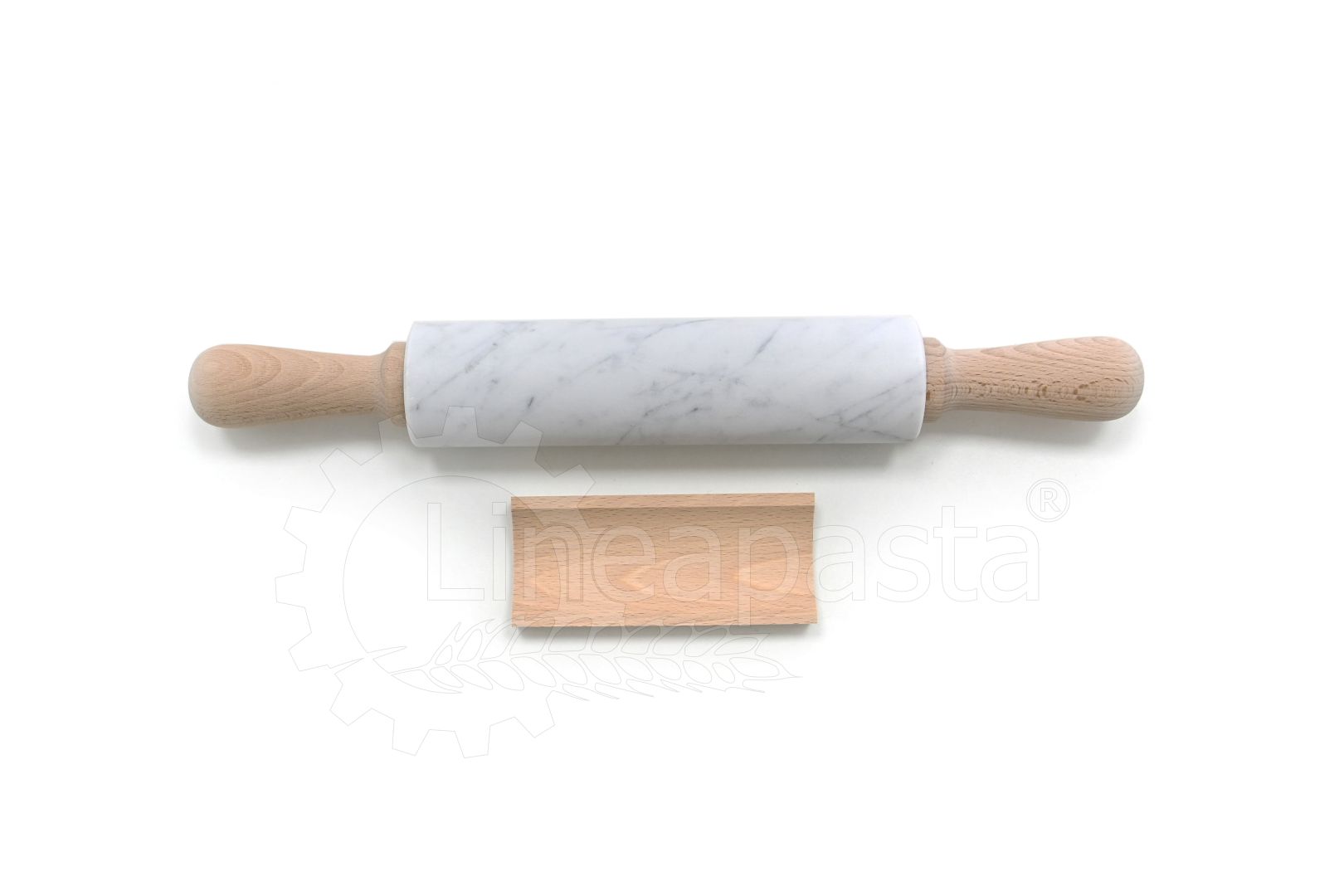 Carrara marble 47 cm rolling pin with wooden handles