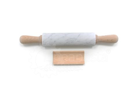Carrara marble 47 cm rolling pin with wooden handles
