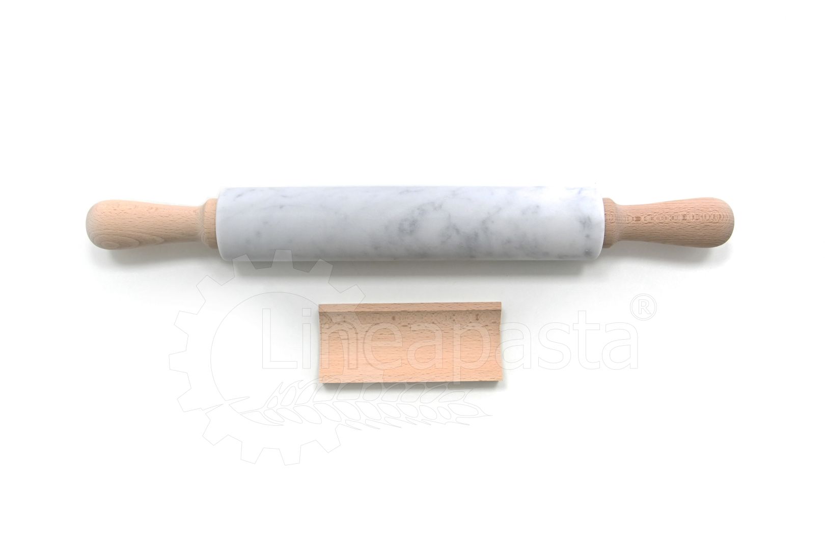 Carrara marble 53 cm rolling pin with wooden handles