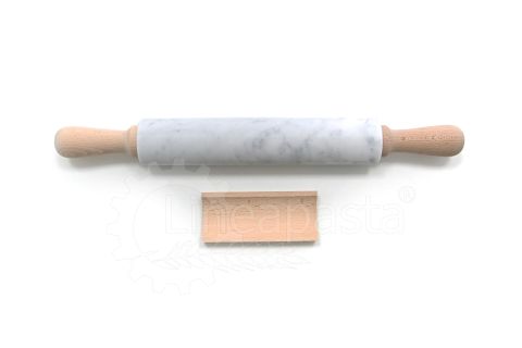 Carrara marble 53 cm rolling pin with wooden handles