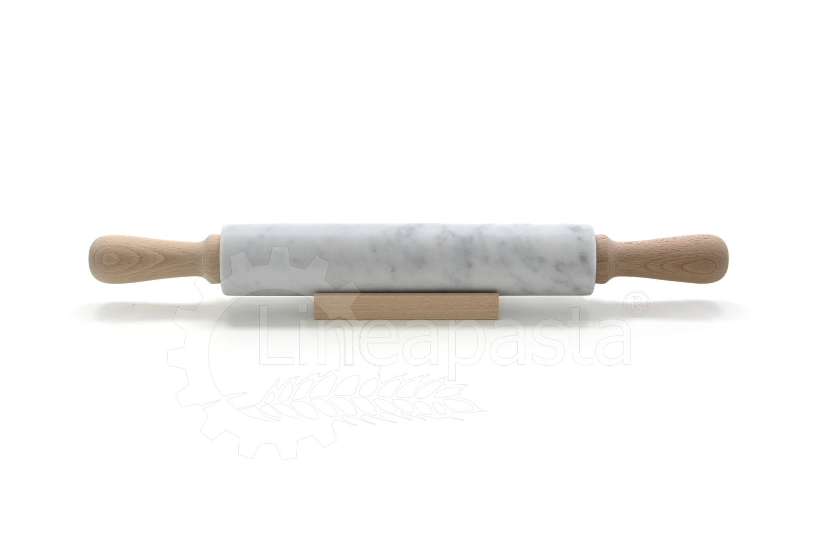 Carrara marble 53 cm rolling pin with wooden handles