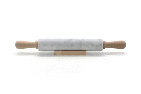 Carrara marble 53 cm rolling pin with wooden handles