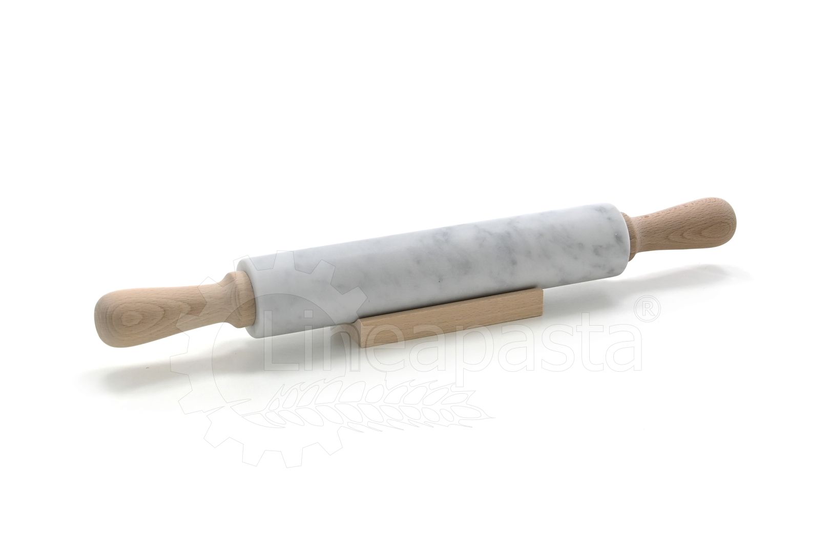 Carrara marble 53 cm rolling pin with wooden handles