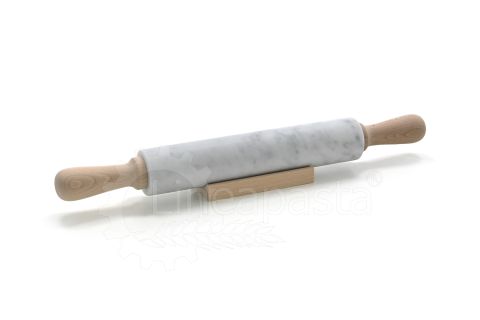 Carrara marble 53 cm rolling pin with wooden handles