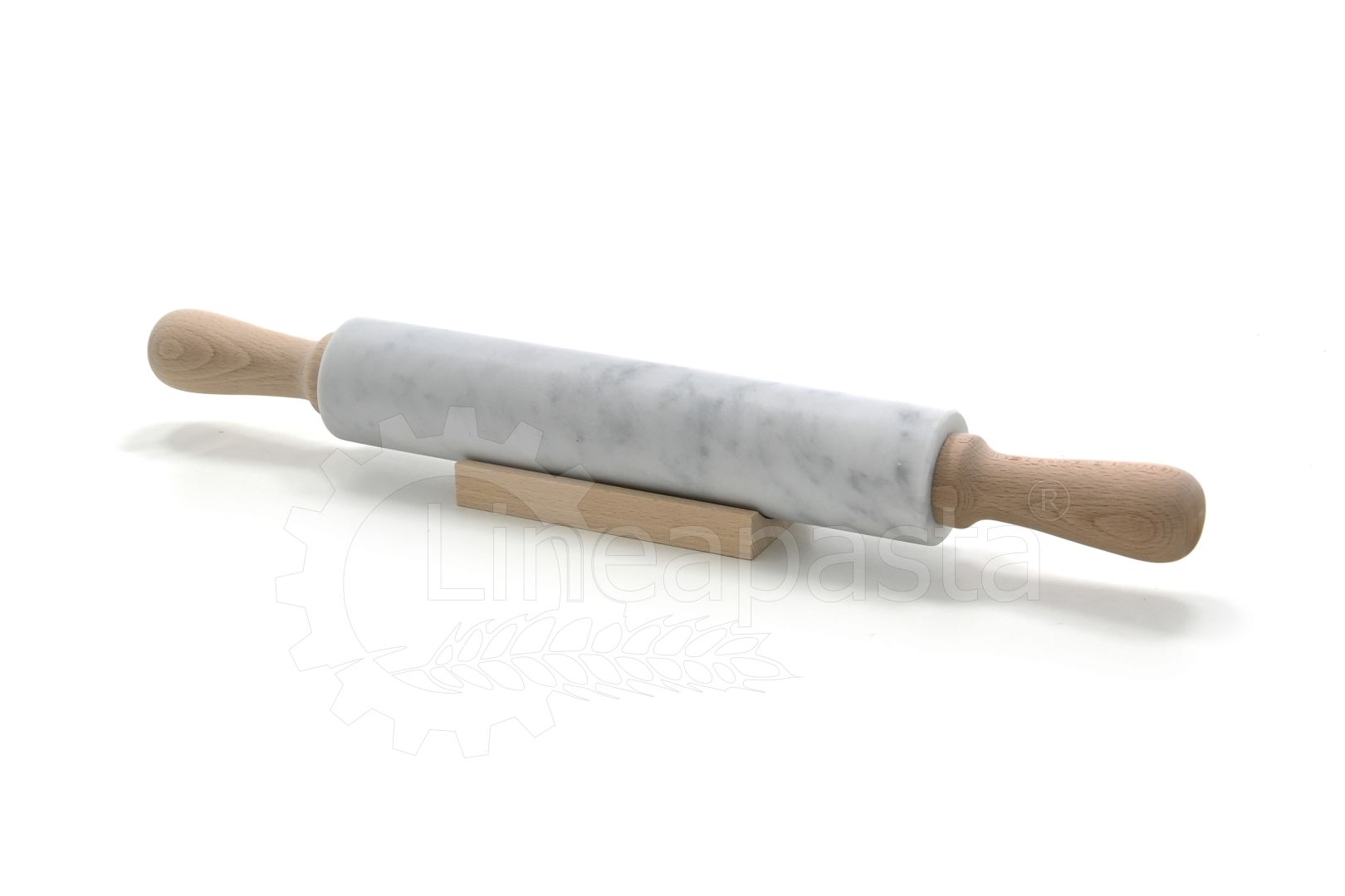Carrara marble 53 cm rolling pin with wooden handles