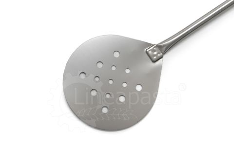 Perforated stainless steel pizza peel 120 cm Ø20 cm