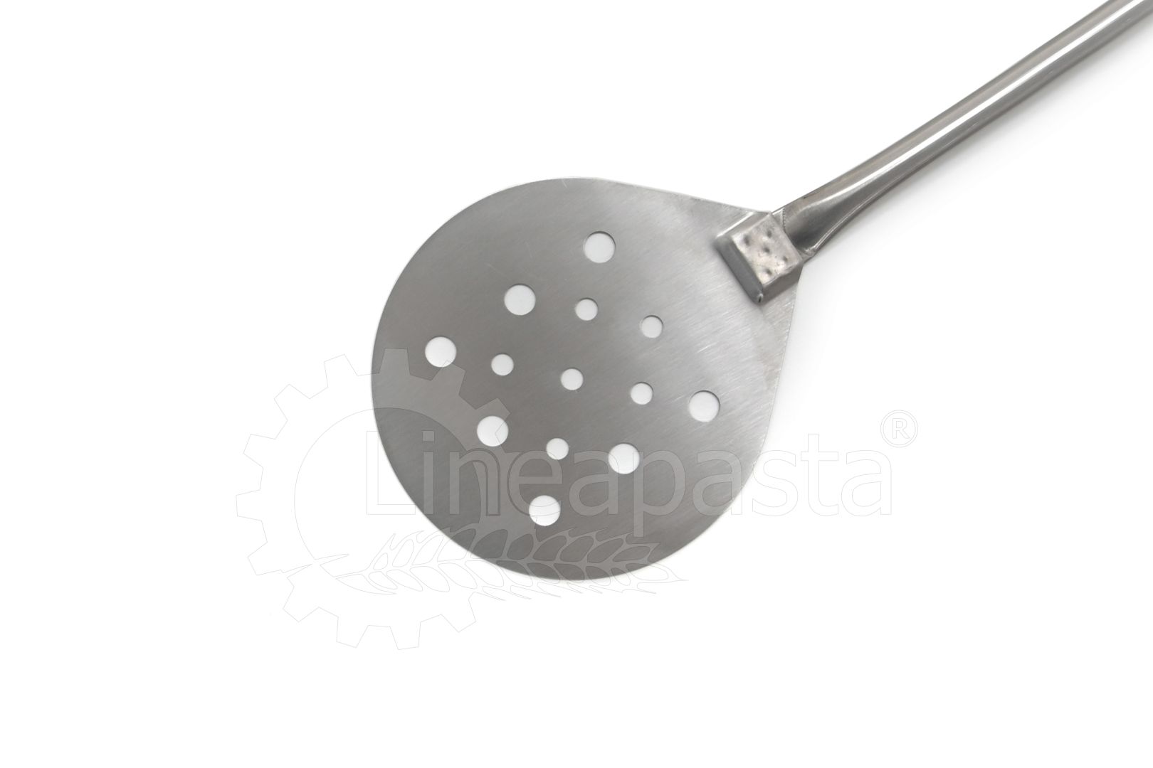 Perforated stainless steel pizza peel 170 cm Ø18 cm