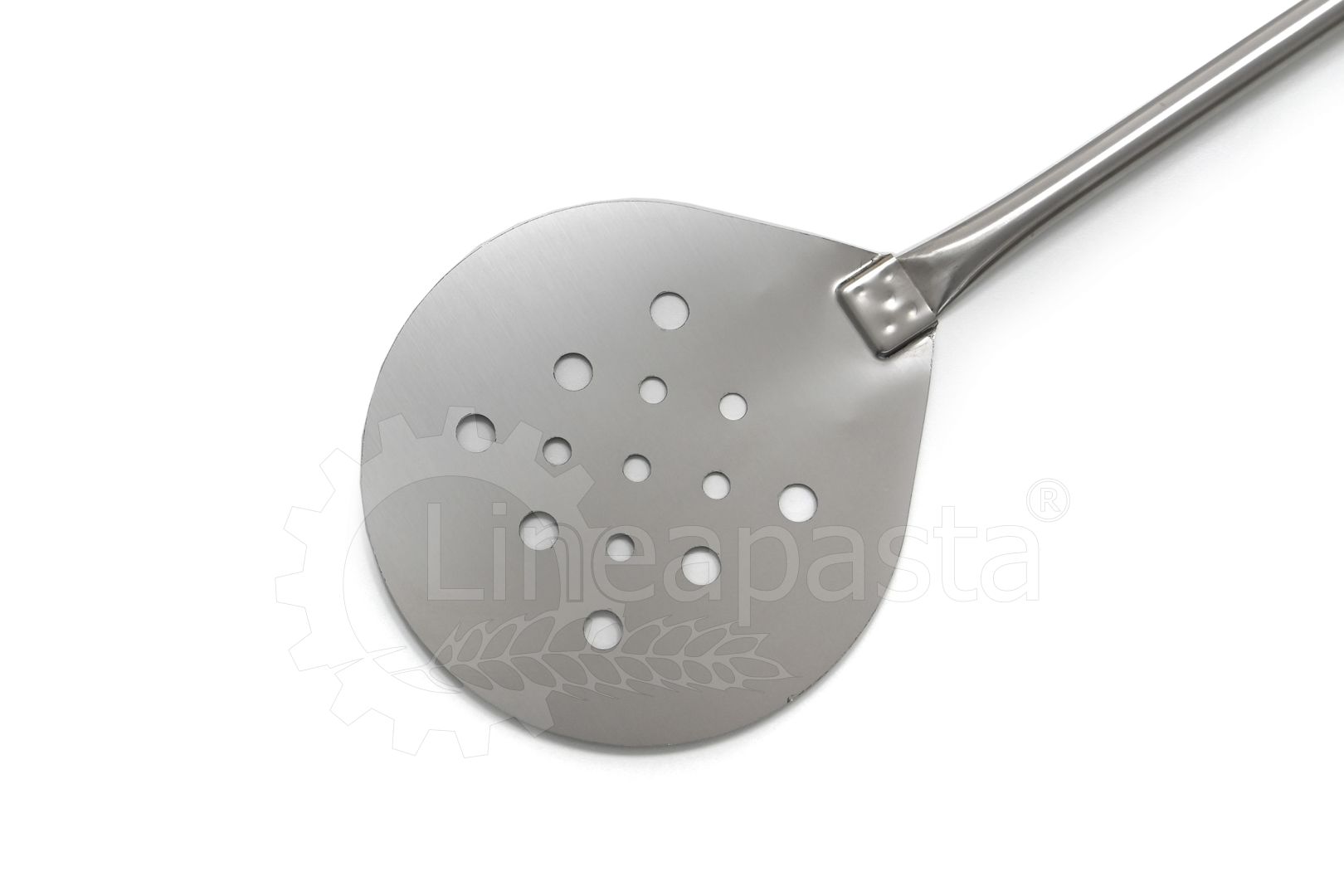Perforated stainless steel pizza peel 170 cm Ø20 cm