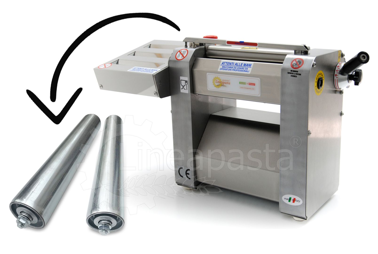 Electric fresh pasta sheeter SR with 320 mm stainless steel cylinders