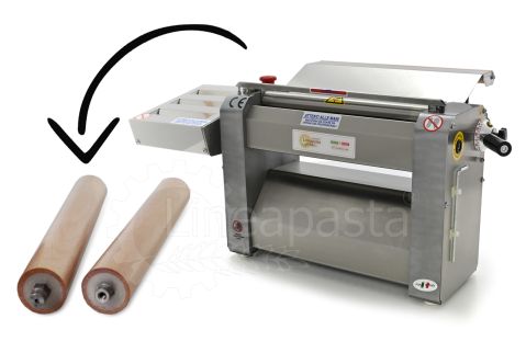 Sfogliatrice pasta fresca elettrica SR con rulli in legno da 400 mm