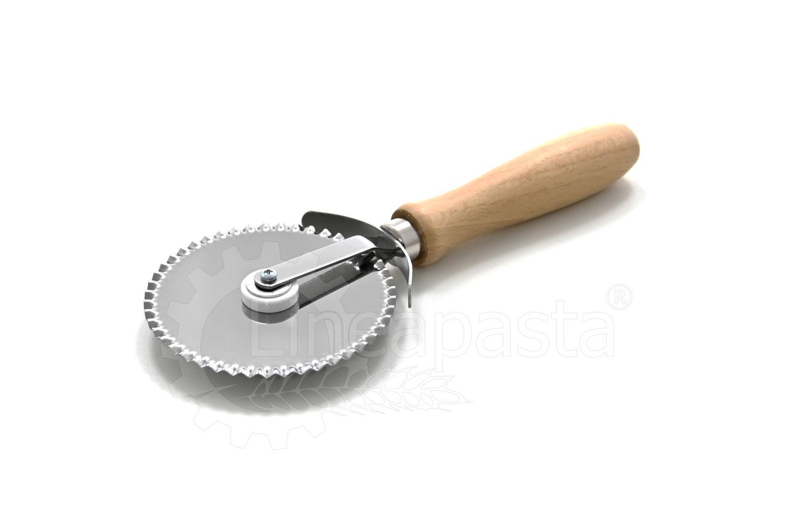 Steel pizza cutter with 88 mm serrated blade