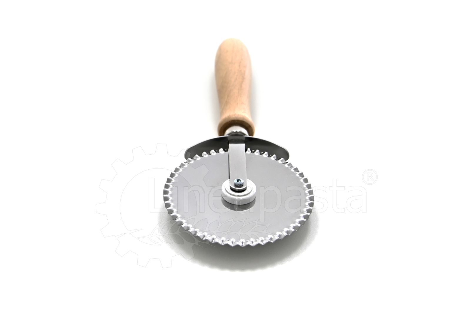Steel pizza cutter with 88 mm serrated blade