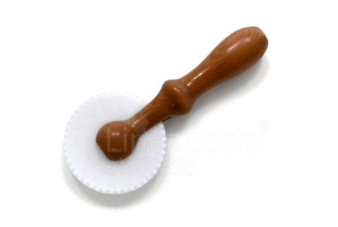 Delrin pizza cutter with single 90 mm serrated blade