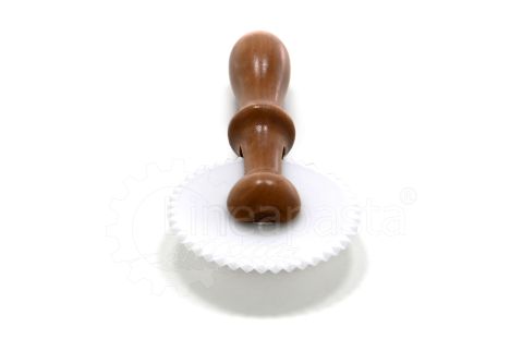 Delrin pizza cutter with single 90 mm serrated blade