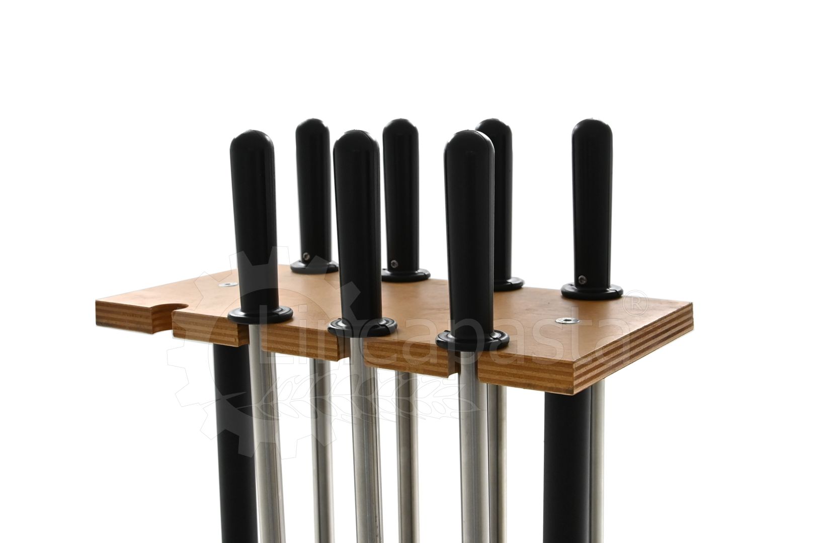 Column stand for eight pizza peels