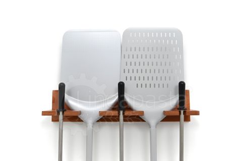 Supporto a muro per tre palini e due pale pizza